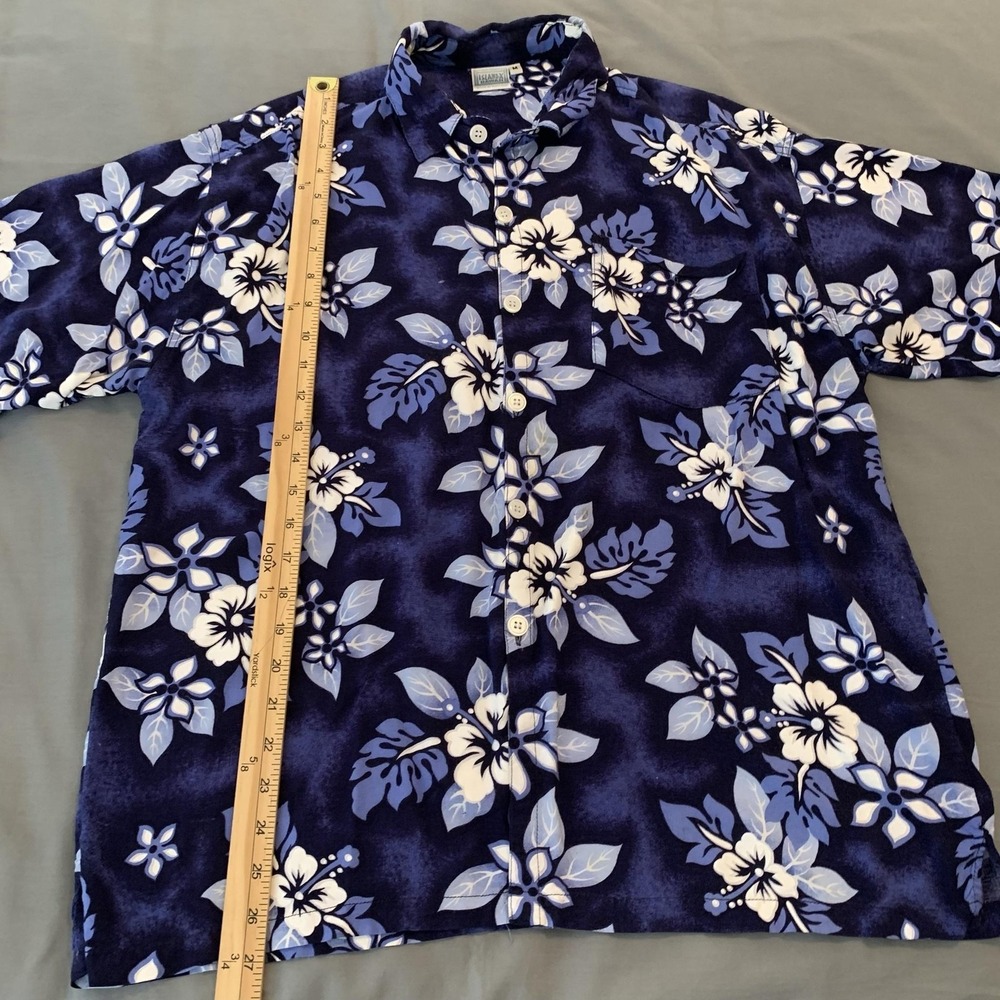 Island X Hawaii Shirt Mens Medium Blue Floral Hawaiian Short Sleeve Button Front - Picture 4 of 6